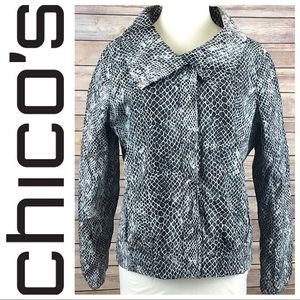 Chico’s Snake Print Lined Lightweight Rain Jacket